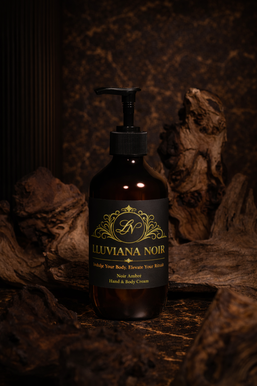 LLUVIANA NOIR Hand and Body Cream Noir Ambré – luxury amber body cream front view